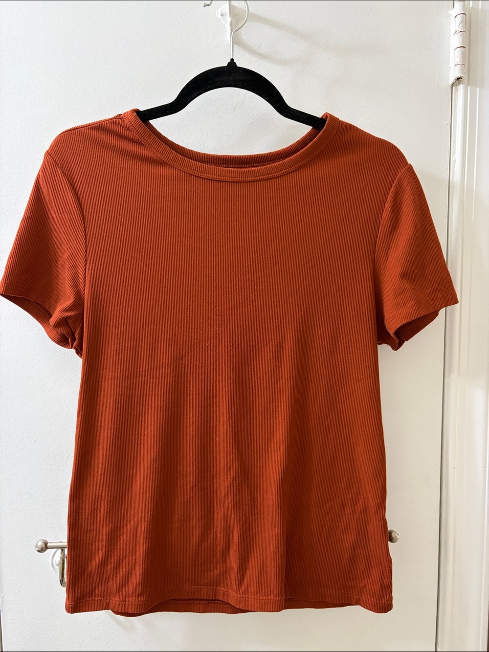 Classic Women's Ribbed Crewneck Tee - Rust